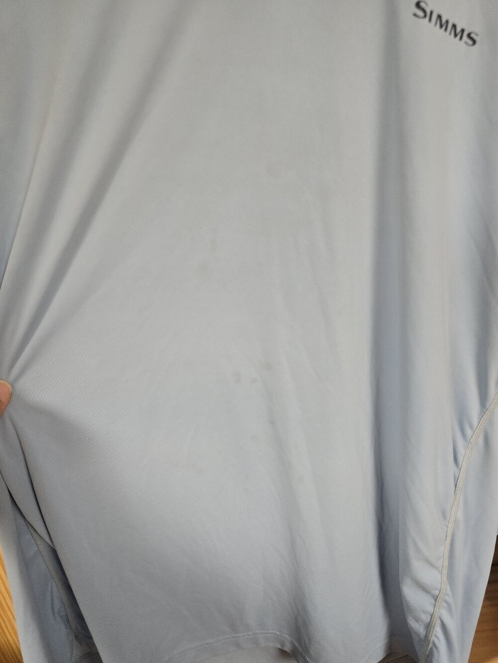 Simms Men’s Hooded Performance Shirt - Pale Blue with Black Logo - Picture 5 of 13
